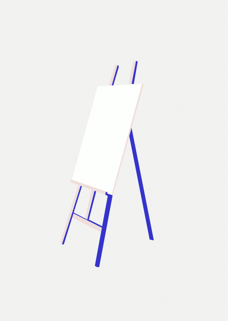 eine Staffelei in seitlicher Ansicht als Illustraition