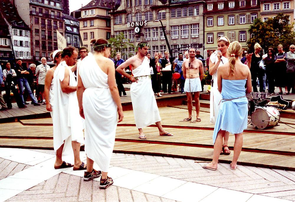 Schwabinggrad Ballett; No Border Camp in Strassbourg 2002; Bild: privat