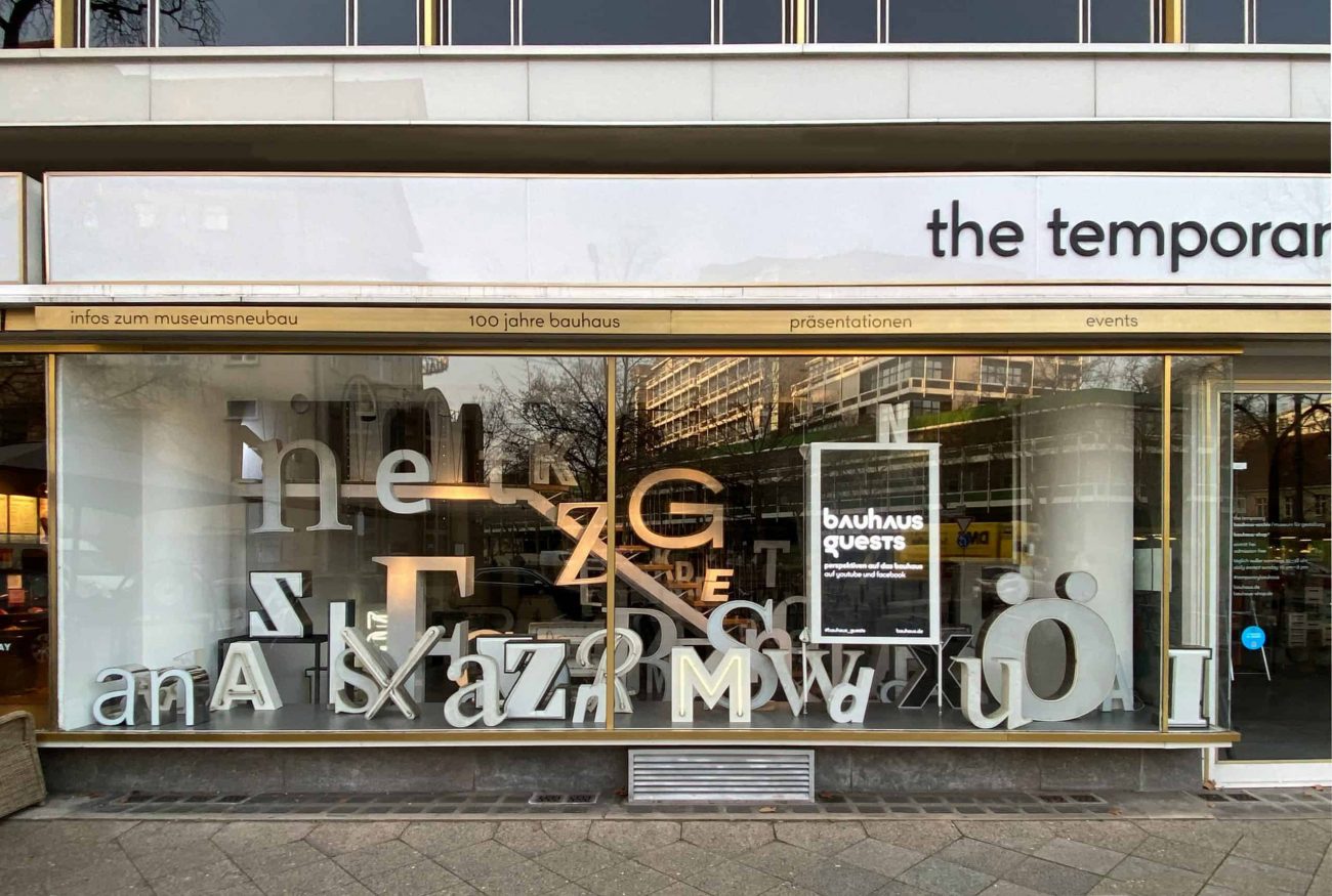 MyABC-Schaufensterausstellung, Kooperation mit temporary bauhaus archiv, Foto: © Buchstabenmuseum Berlin