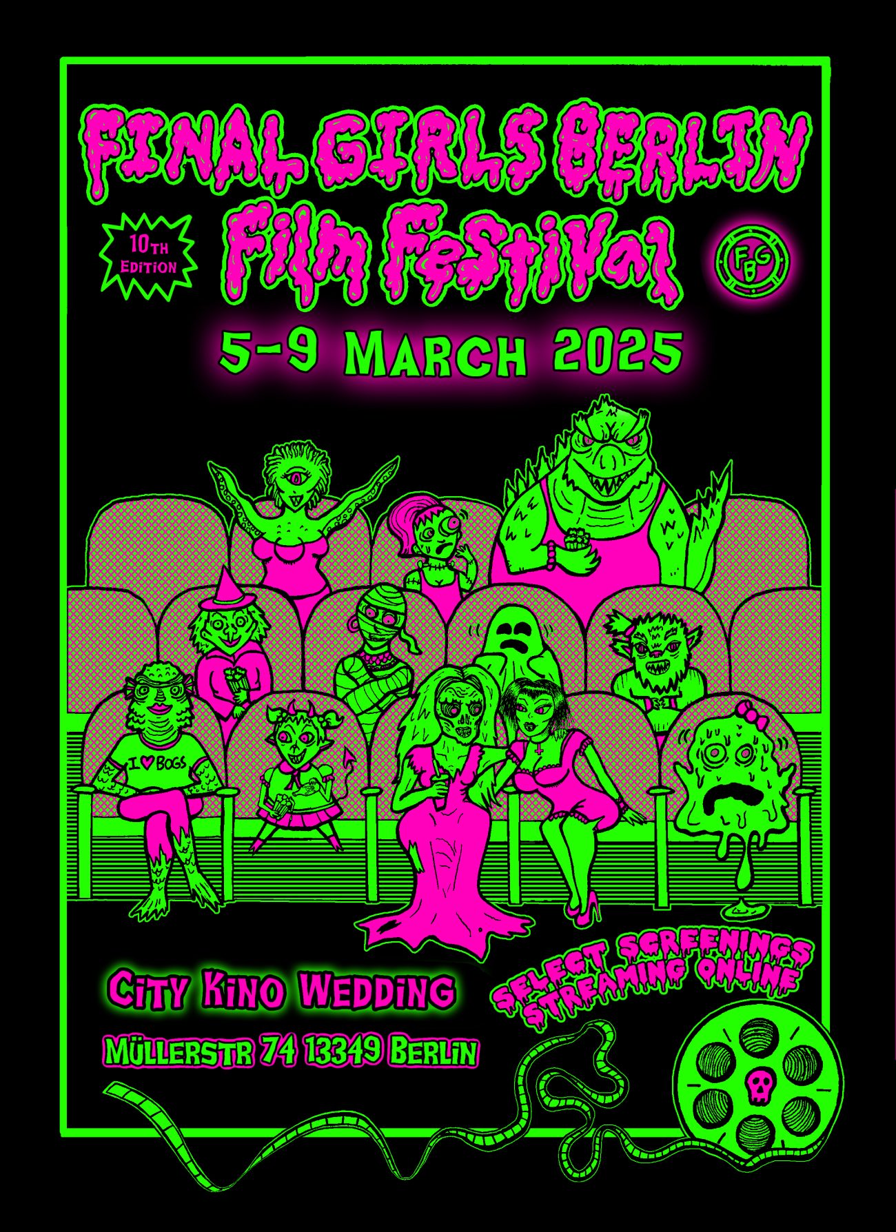 Poster der 10. Edition des Final Girls-Festivals. Design: Lochlainn McCarthy