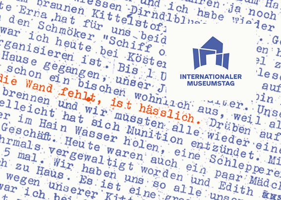 Textauszug: »Tagebuch. Weihnachten 1942 – Silvester 1945«, anonyme Schenkung. Gestaltung Einladungskarte: