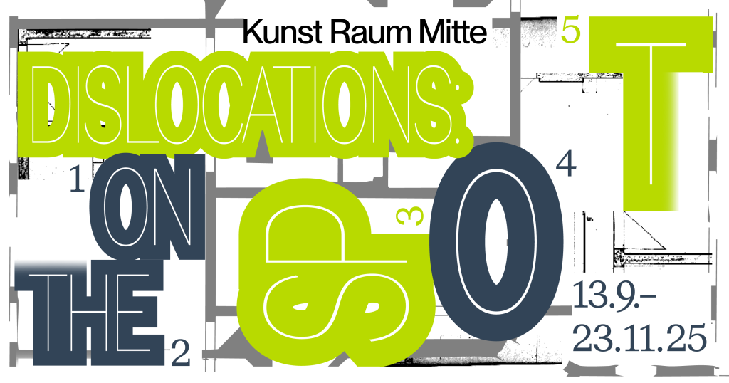 Bunter Flyer mit Aufschrift: DISLOCATIONS on the spot