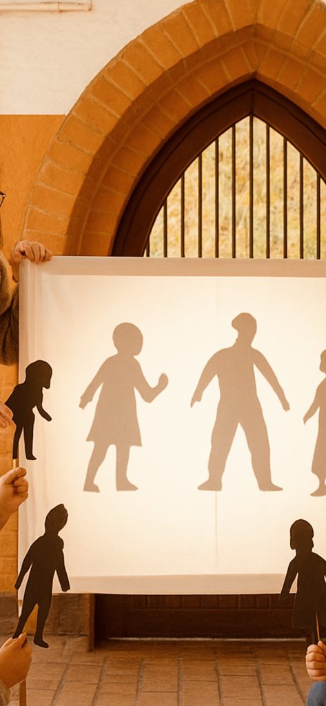 Schattenfiguren auf einer Leinwand