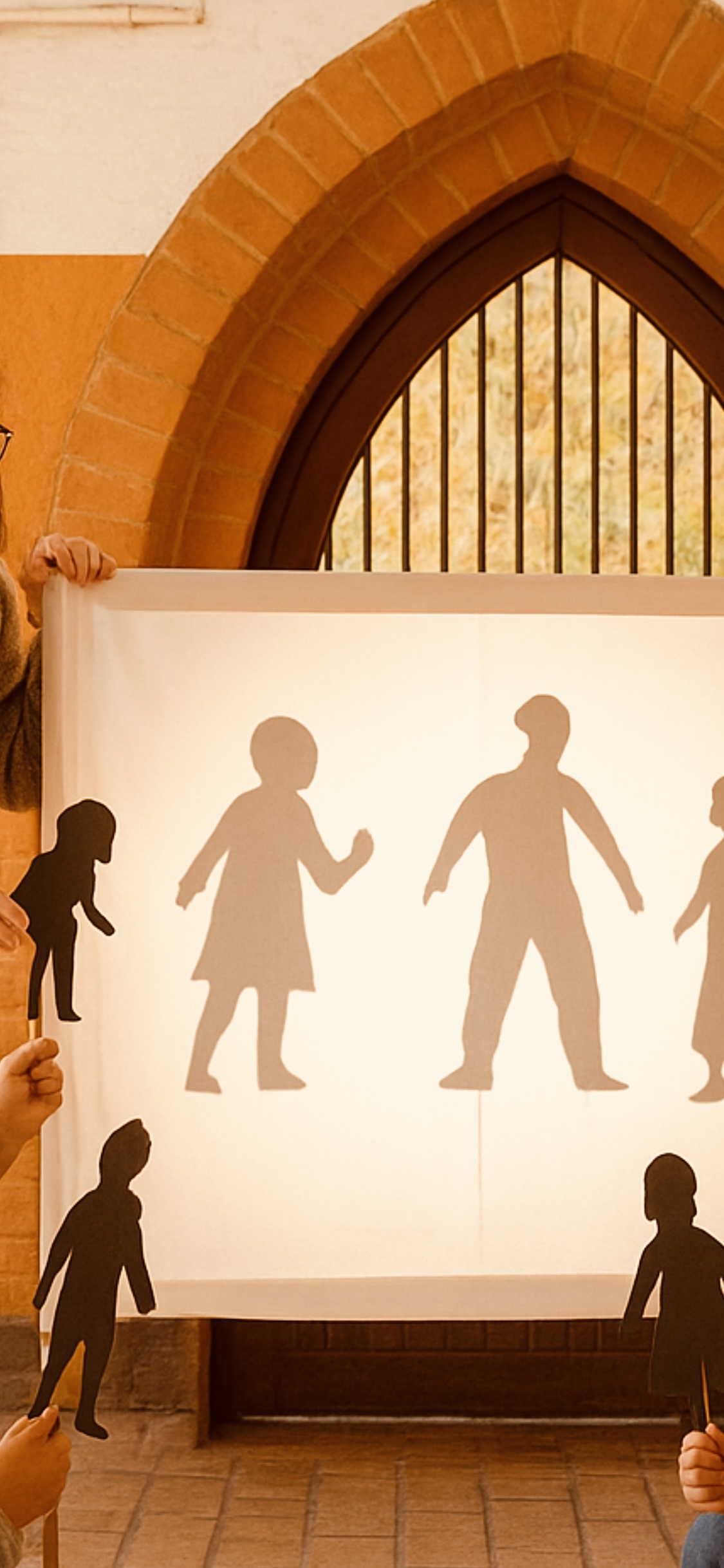 Schattenfiguren auf einer Leinwand