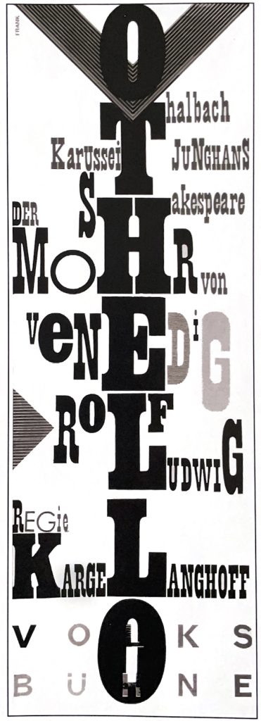 Schwarz-weißes Plakat mit Aufschrift Othello